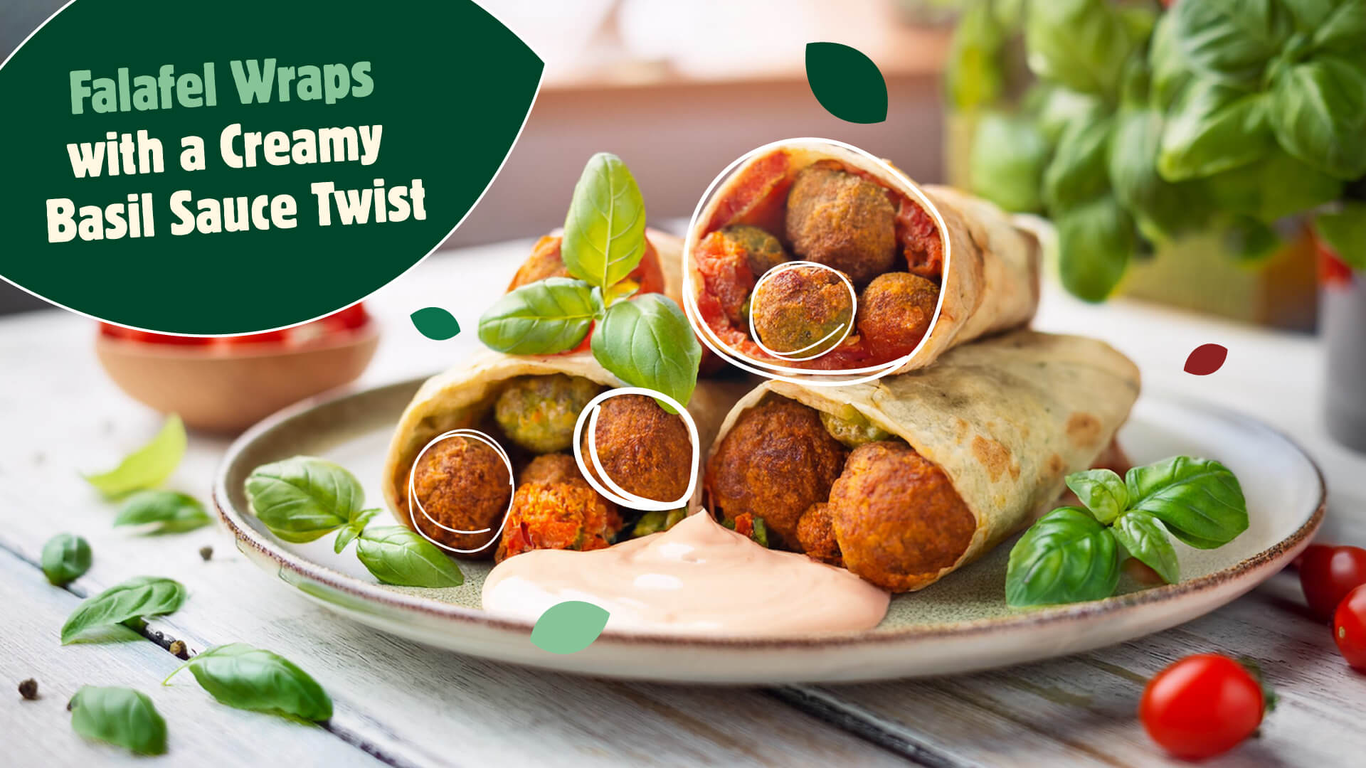 Falafel Wraps with a Creamy Basil Twist